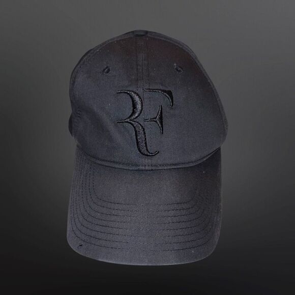 Nike Dri Fit Roger Federer RF Legacy 91 Tennis Cap Double Black Adjustable Hat - Picture 1 of 7